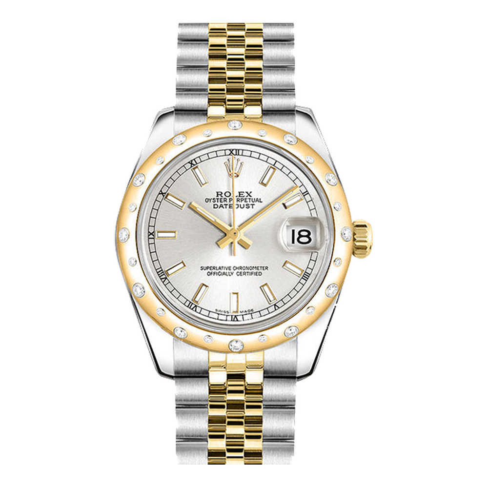 Rolex Datejust 31 Rolesor Yellow Domed Diamond / Jubilee / Silver
