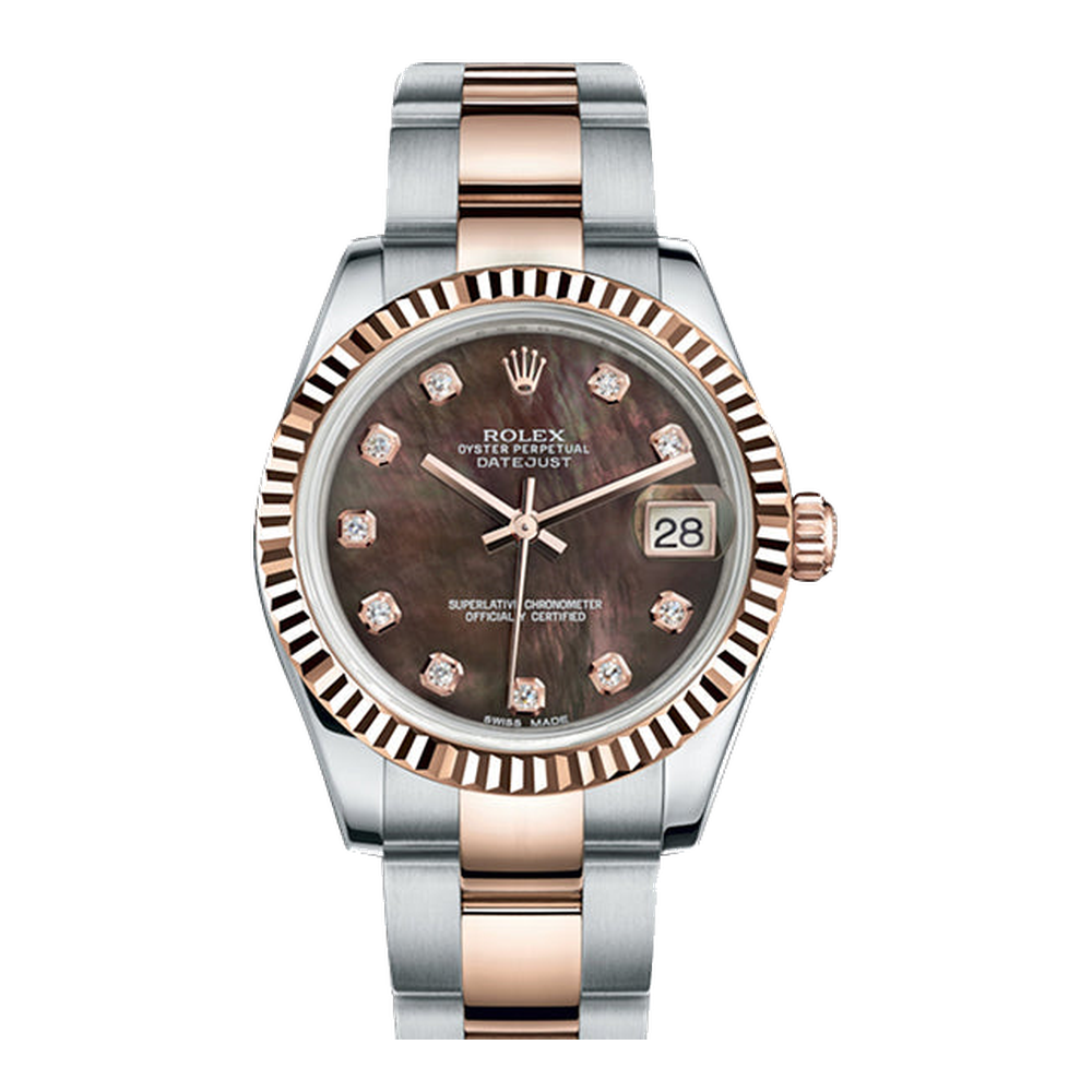 Rolex Datejust 31 Rolesor Everose Fluted / Oyster / Black MOP