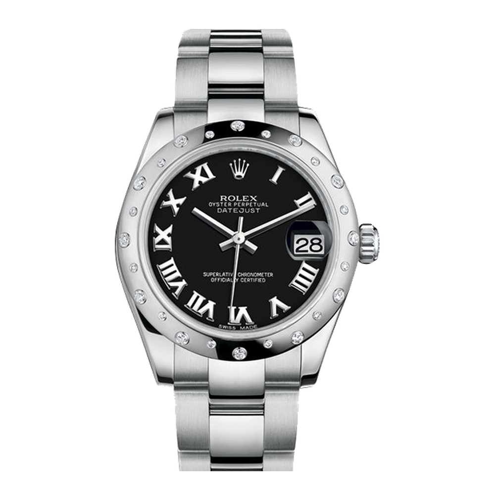 Rolex Datejust 31 Stainless Steel Domed Diamond / Oyster / Black - Roman