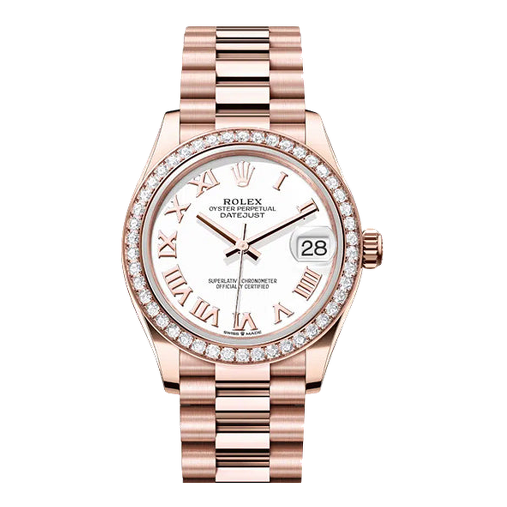 Rolex Datejust 31 Rose Gold / Diamond / White - Roman / President