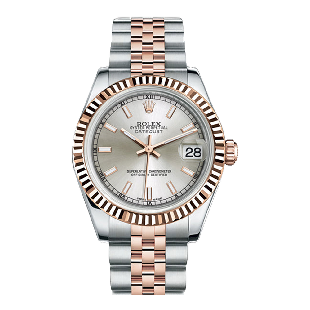 Rolex Datejust 31 Rolesor Everose Fluted / Jubilee / Silver Diamond