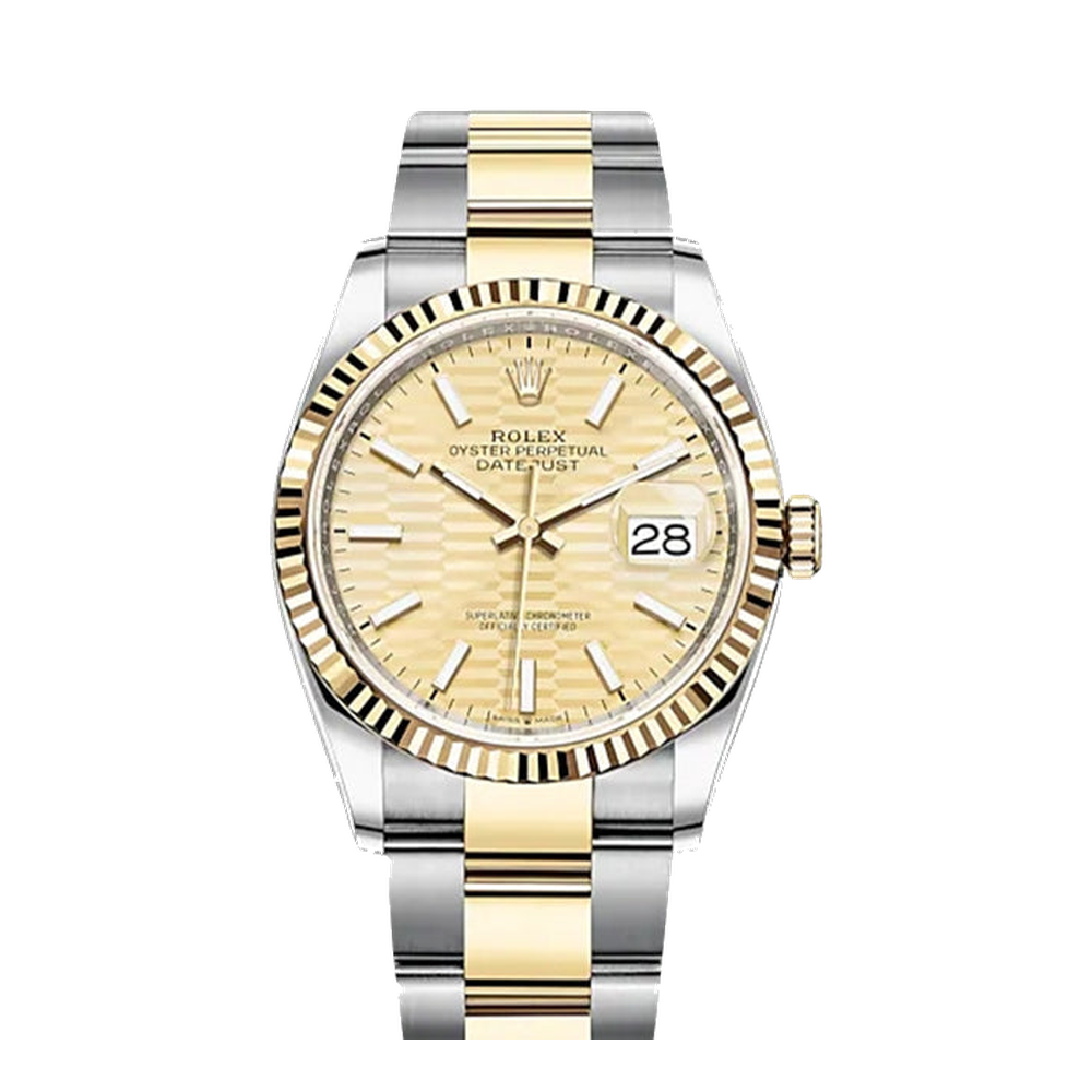 Rolex Datejust 36 Stainless Steel / Yellow Gold / Fluted / Champagne - Fluted / Oyster