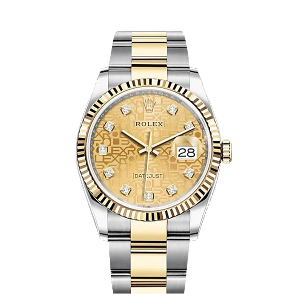 Rolex Datejust 36 Stainless Steel / Yellow Gold / Fluted / Champagne Computer / Oyster