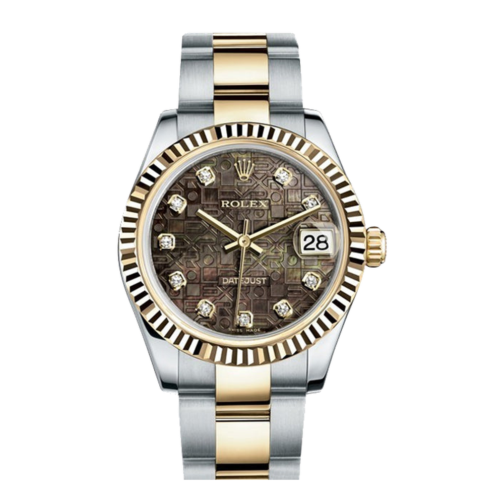 Rolex Datejust 31 Rolesor Yellow Fluted / Oyster / Black MOP Computer