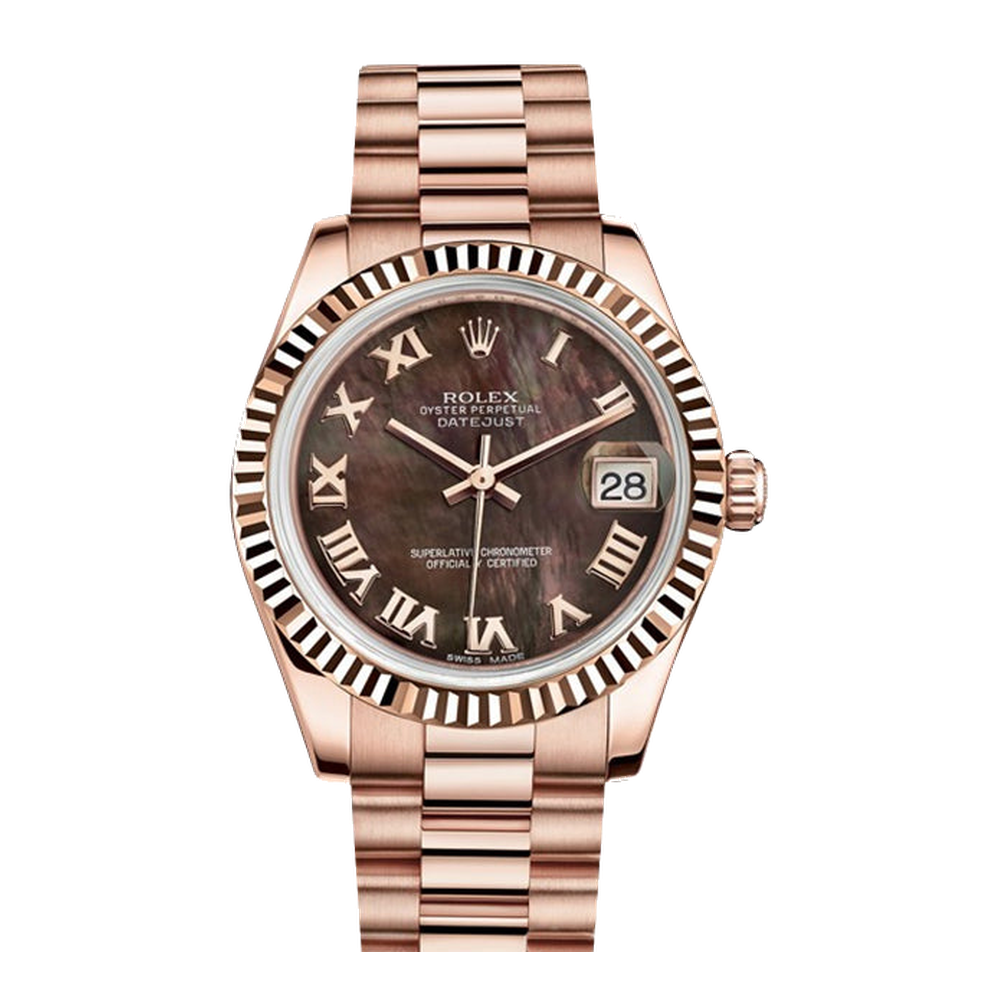 Rolex Datejust 31 Everose Fluted / President / Black MOP Roman