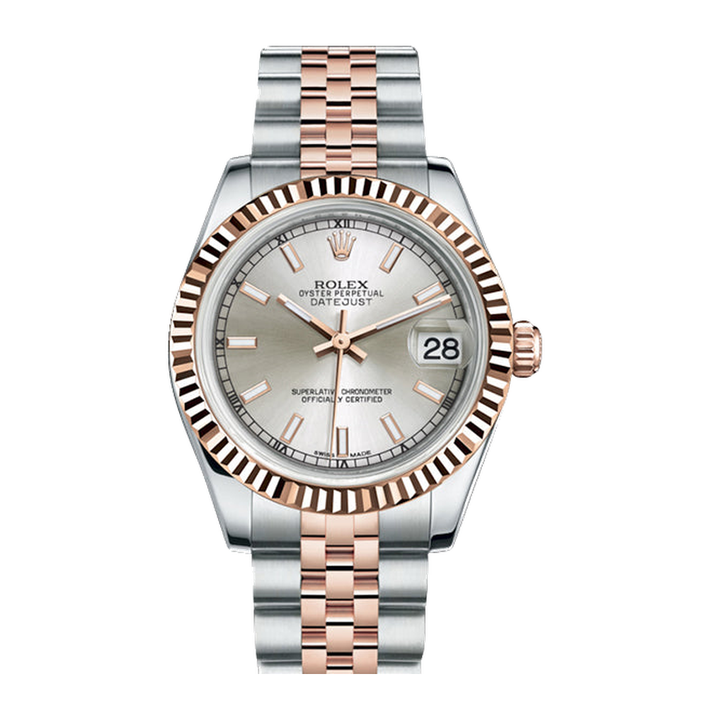 Rolex Datejust 31 Rolesor Everose Fluted / Jubilee / Silver